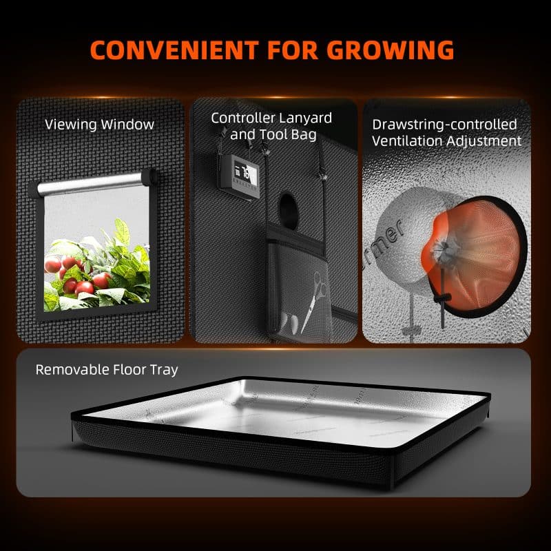 2025 Spider Farmer® 5’x5’X6.5′ Complete Grow Tent Kit丨Newest Version G8600 Full Spectrum LED Grow Light丨6” Ventilation System with Humidity and Temperature Controller