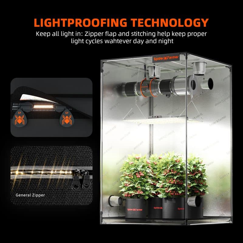 Spider  Farmer® 3'x3'x6' (90x90x180cm) 1680D High Reflective Indoor Grow Tent