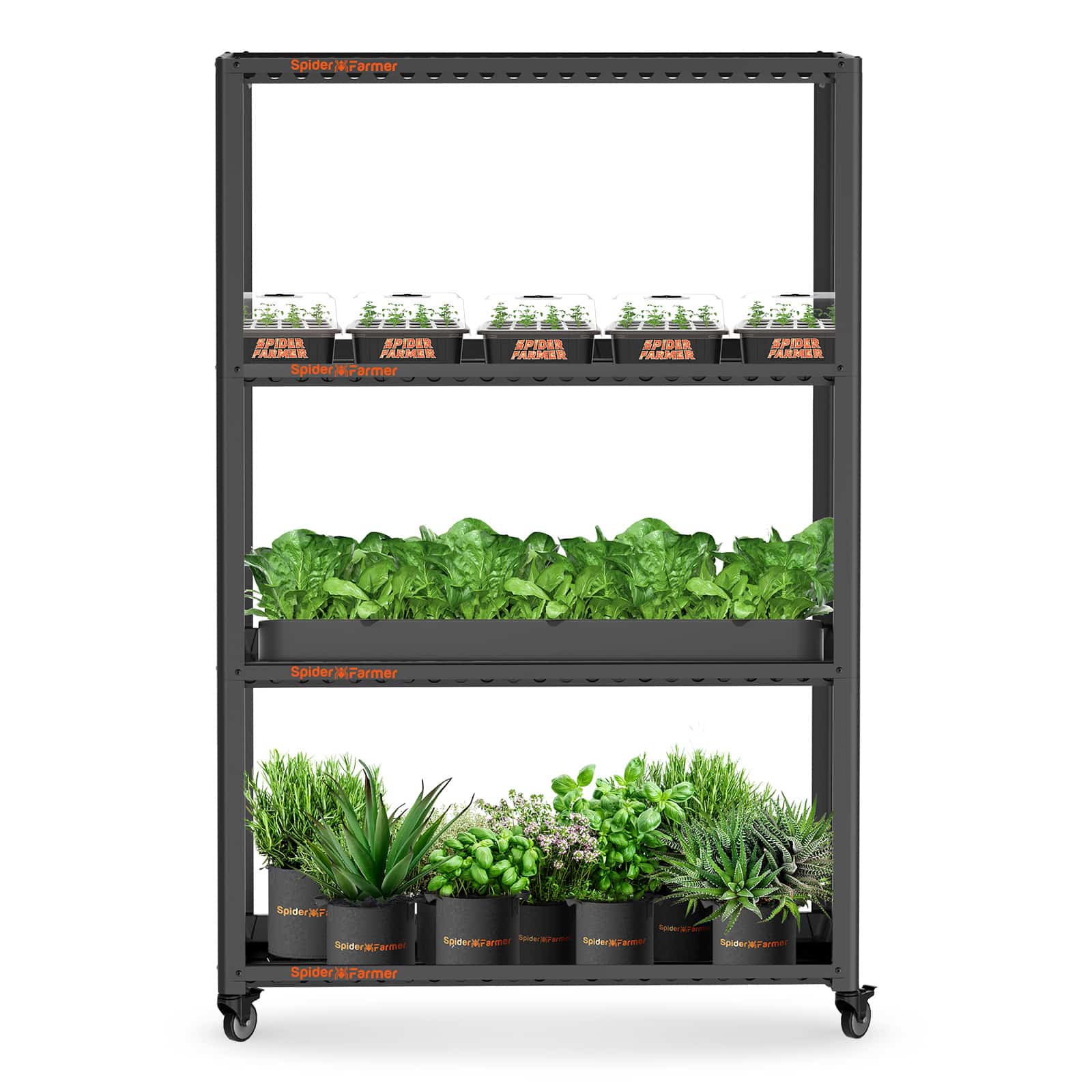 Spider Farmer® 3 Tiers Metal Plant Stand with Plant Trays
