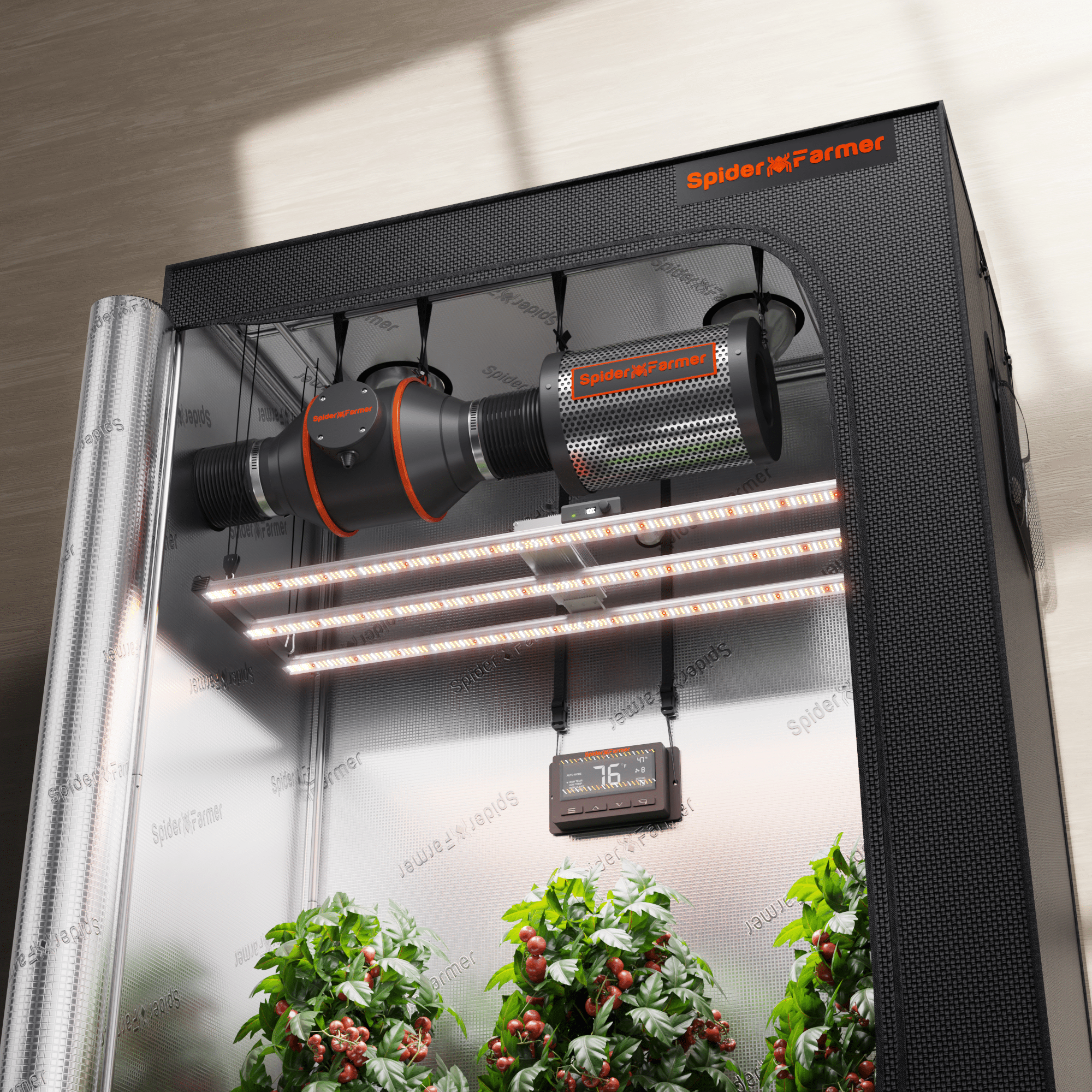 2025 Spider Farmer® 4.6' x 2.3' x 6.5' Complete Grow Tent Kit丨G4500 Full Spectrum LED Grow Light丨4” Ventilation System with Temperature Humidity Controller