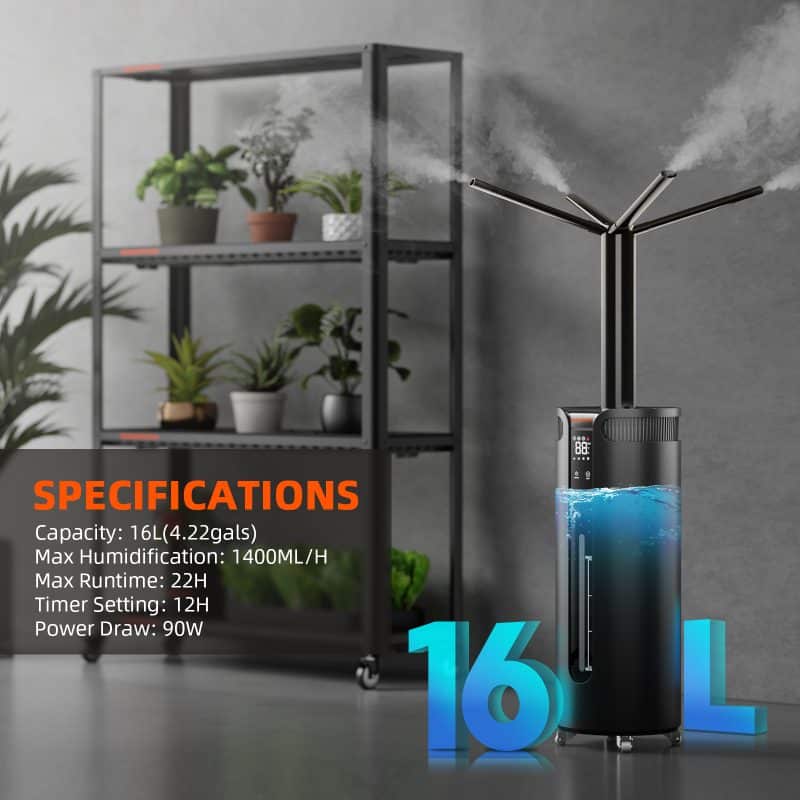 Spider Farmer® 16L Cool Mist Humidifier for Indoor Room Plants