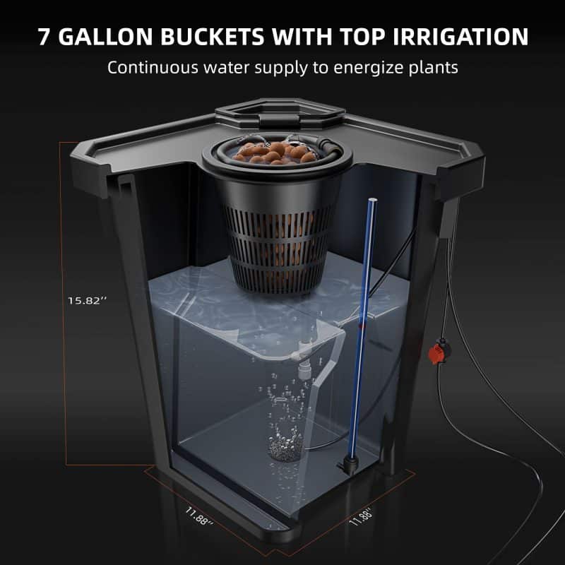 Spider Farmer DWC Hydroponics Grow System with Top Drip Kit 7 Gallon Deep Water Culture 4 Buckets