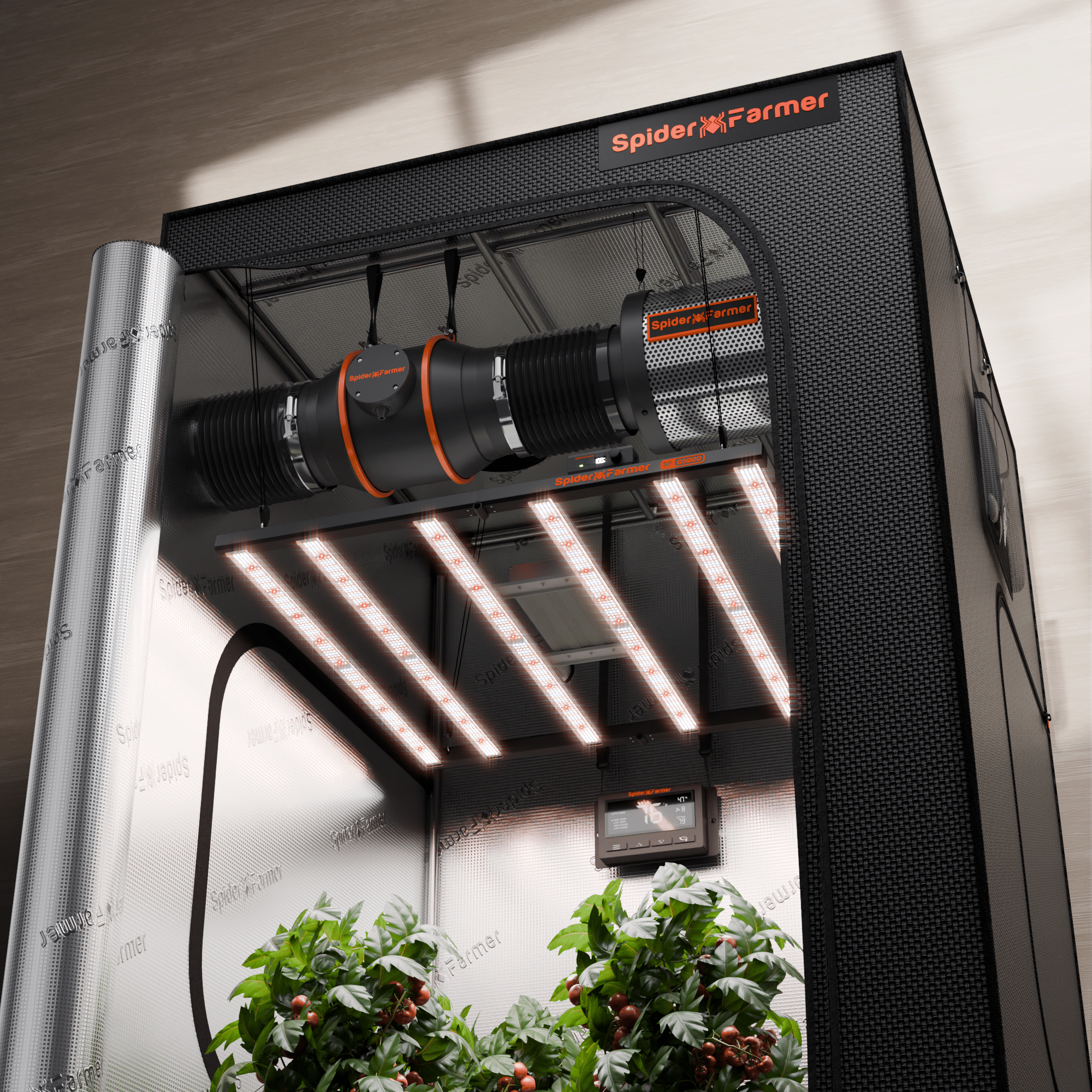 2025 Spider Farmer® 120x120X200 Cm Complete Grow Tent Kit丨Newest Version G5000 Full Spectrum LED Grow Light丨6” Ventilation System With Digital Controller